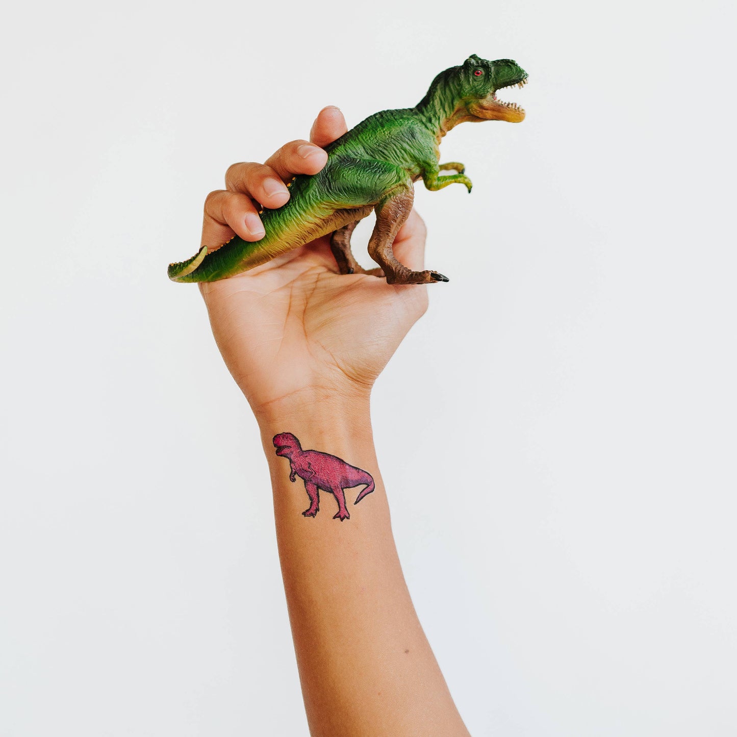 Pink T Rex Temporary Tattoo Pair