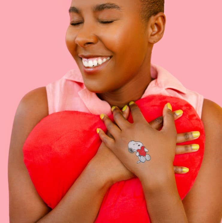 Snoopy Heart Hug Tattoo Pair - Tattly