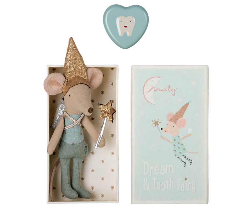 Tooth Fairy Mouse in Matchbox, Blue, by Maileg