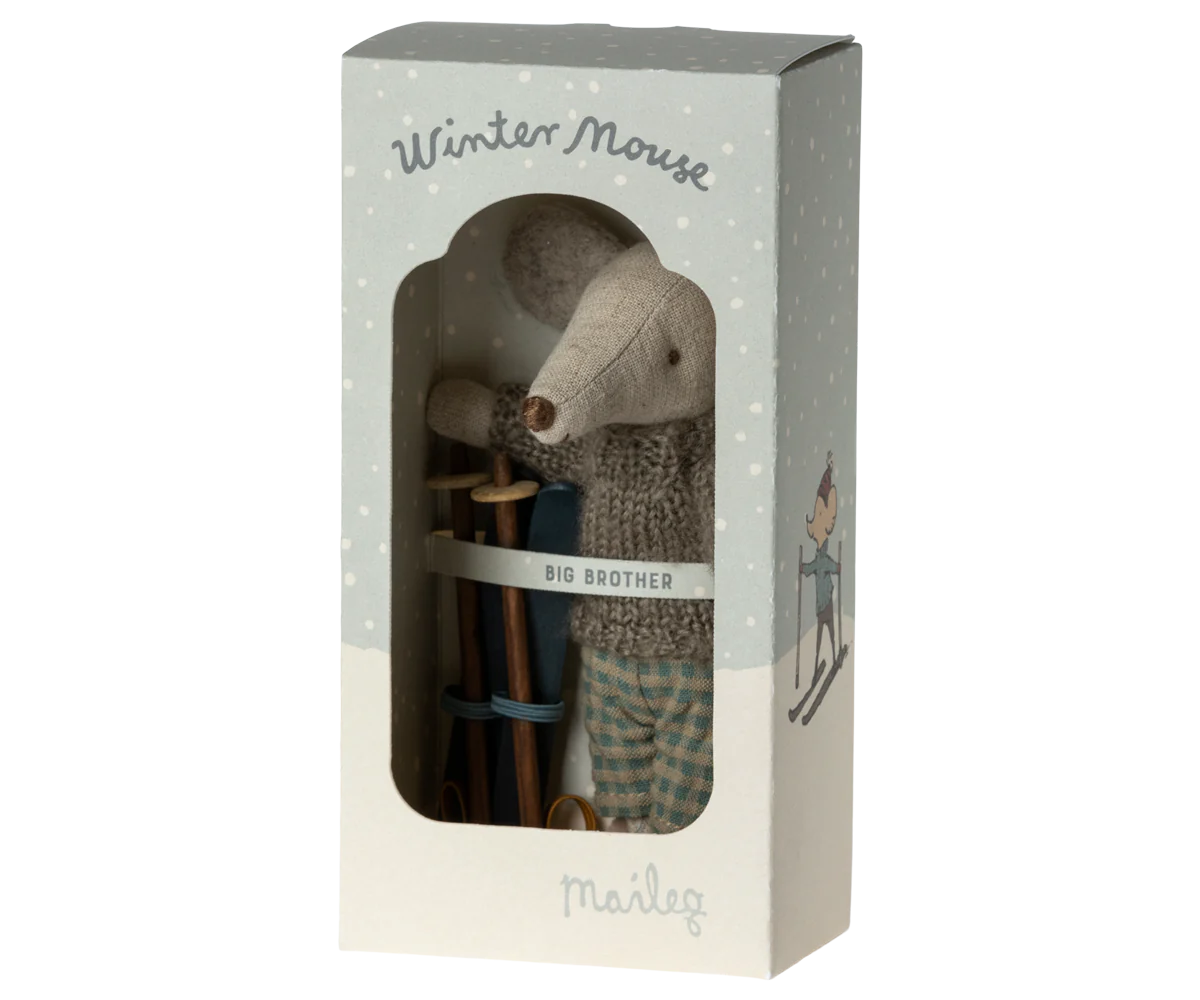Winter Mouse with Ski Set, Big Brother, by Maileg