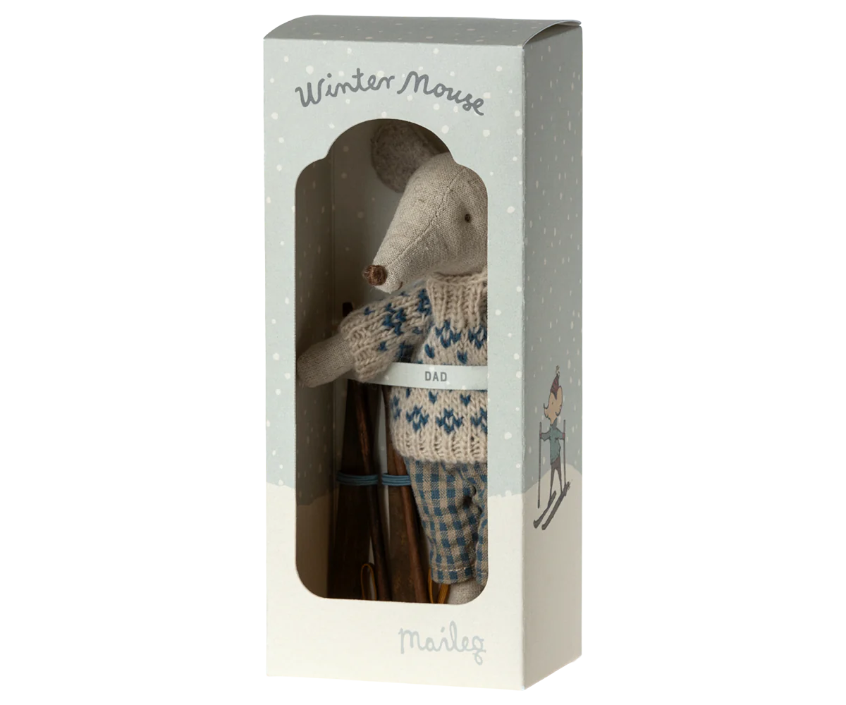 Winter Mouse with Ski Set, Dad, by Maileg