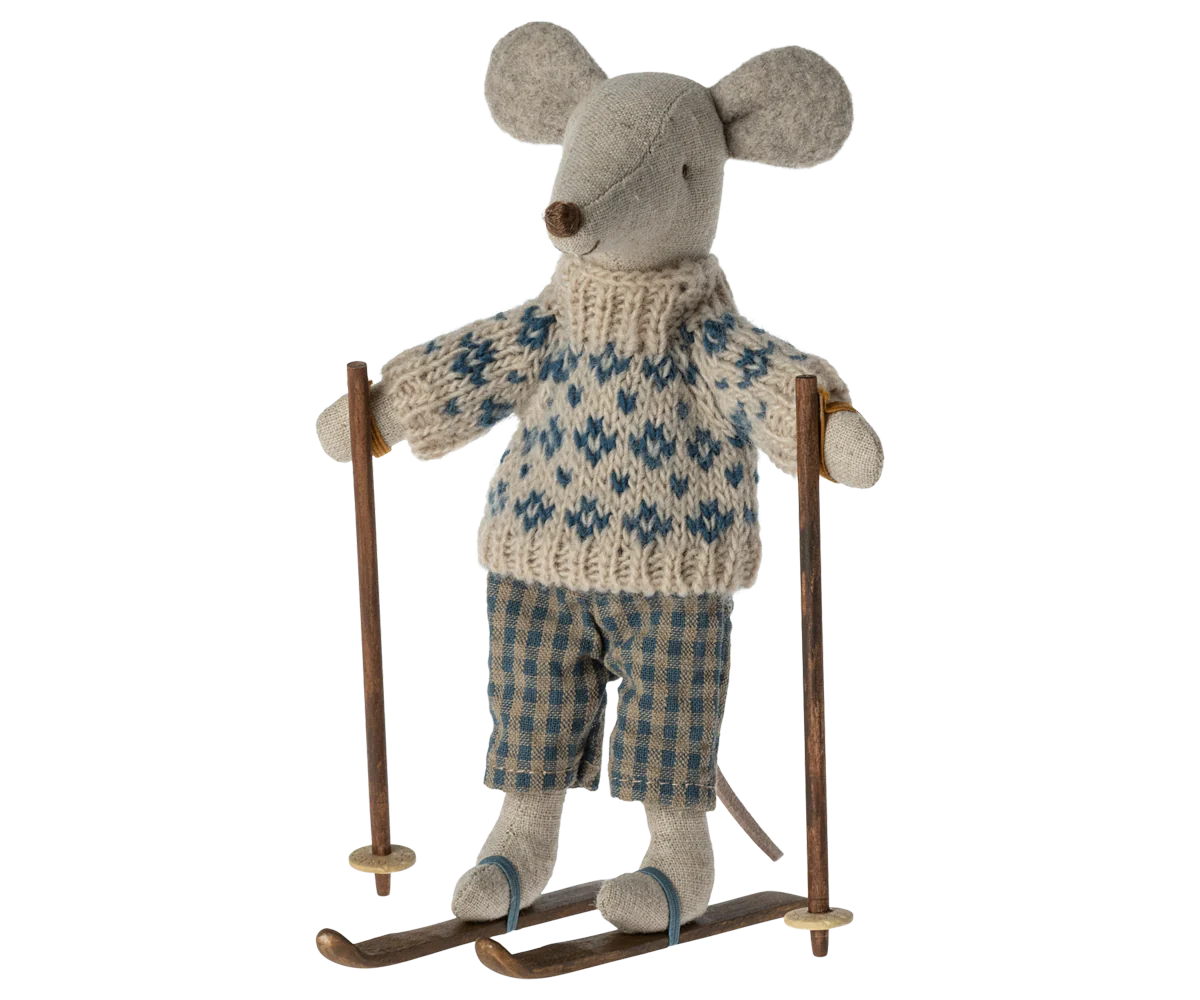 Winter Mouse with Ski Set, Dad, by Maileg
