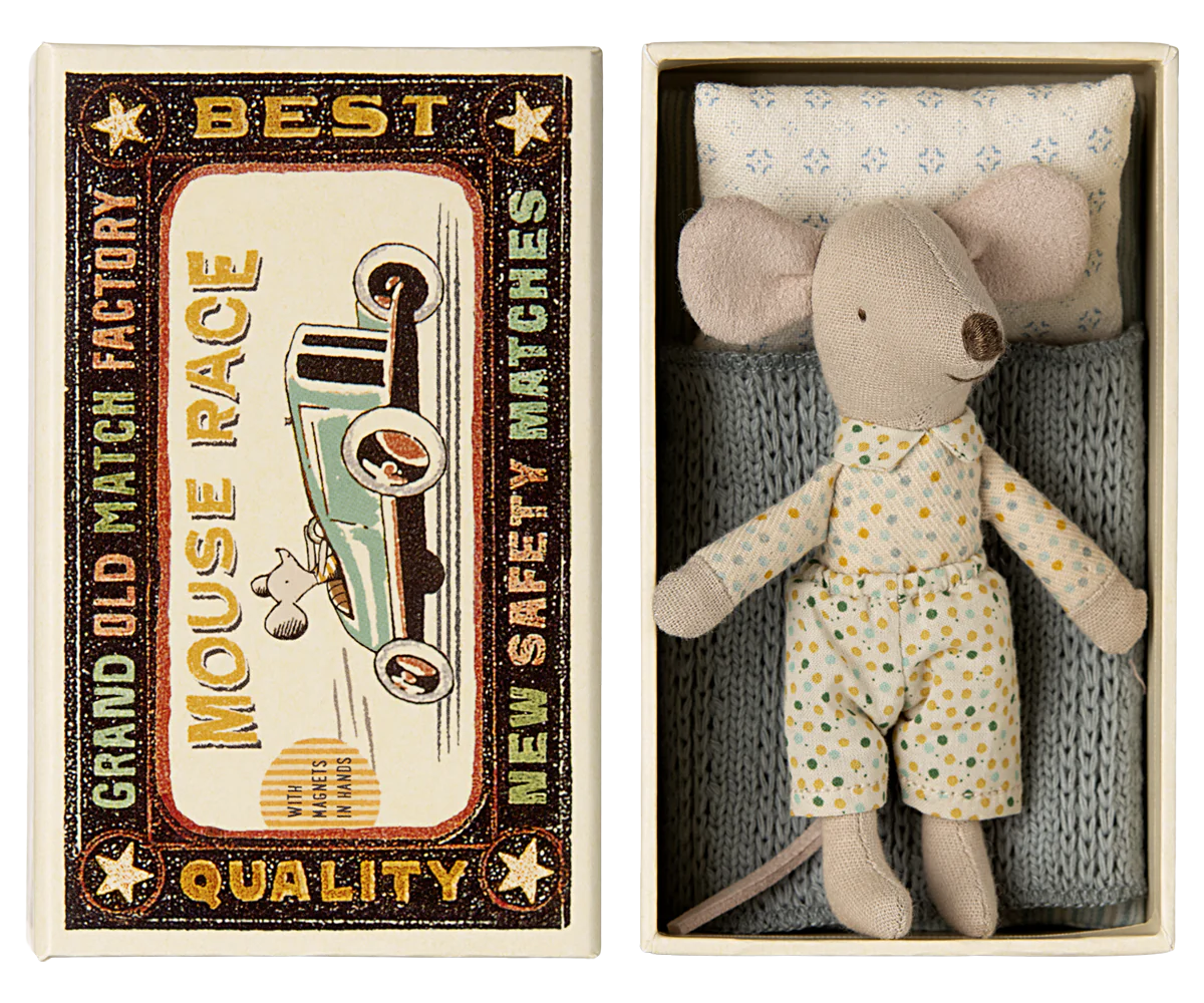 Little Brother Mouse in Matchbox, by Maileg