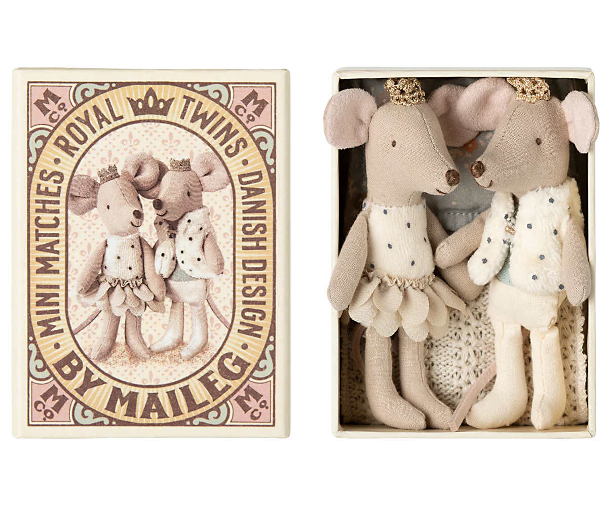 Royal Twin Mice, Little Sister and Brother in Matchbox, by Maileg