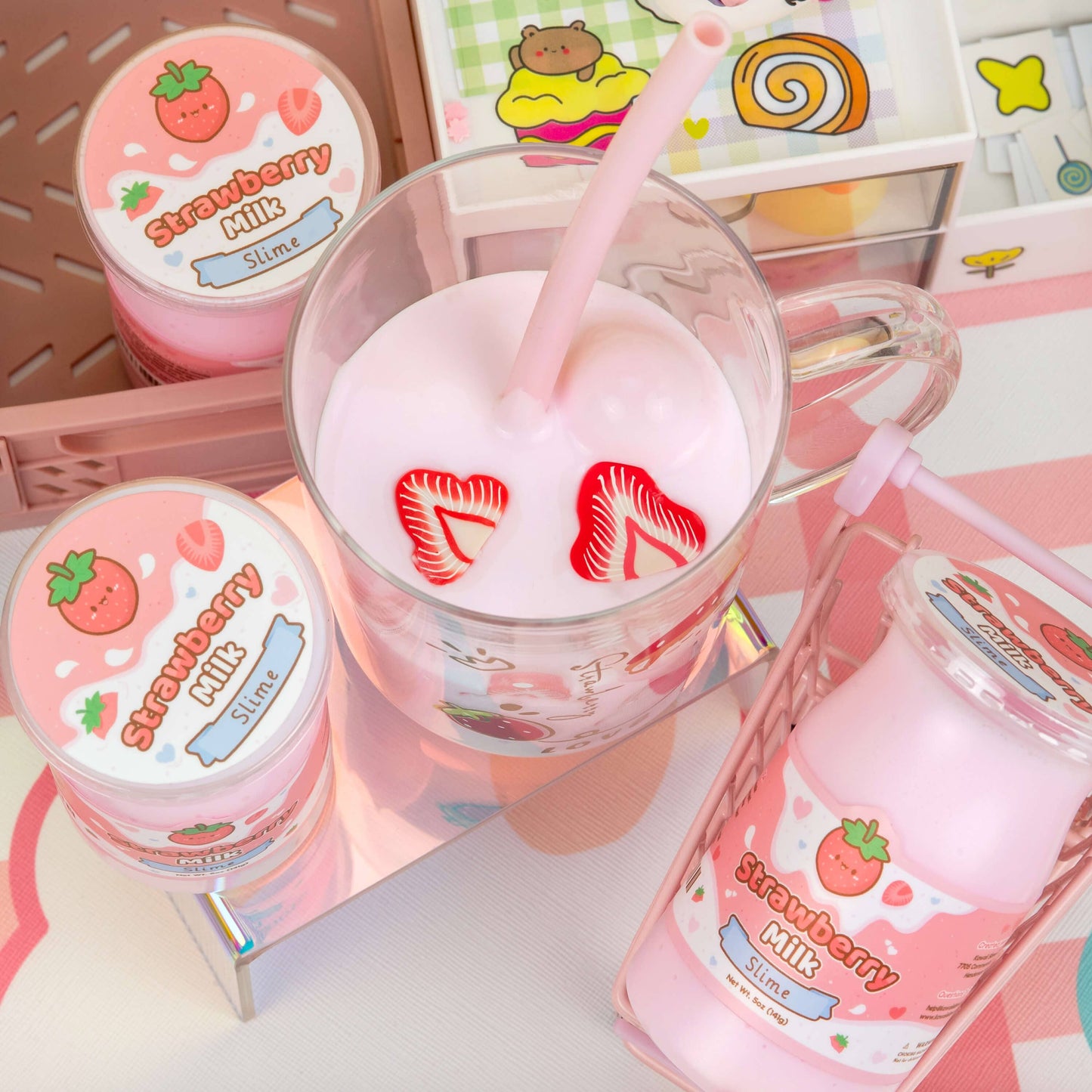 Strawberry Milk Glossy Slime by Kawaii Slime Company
