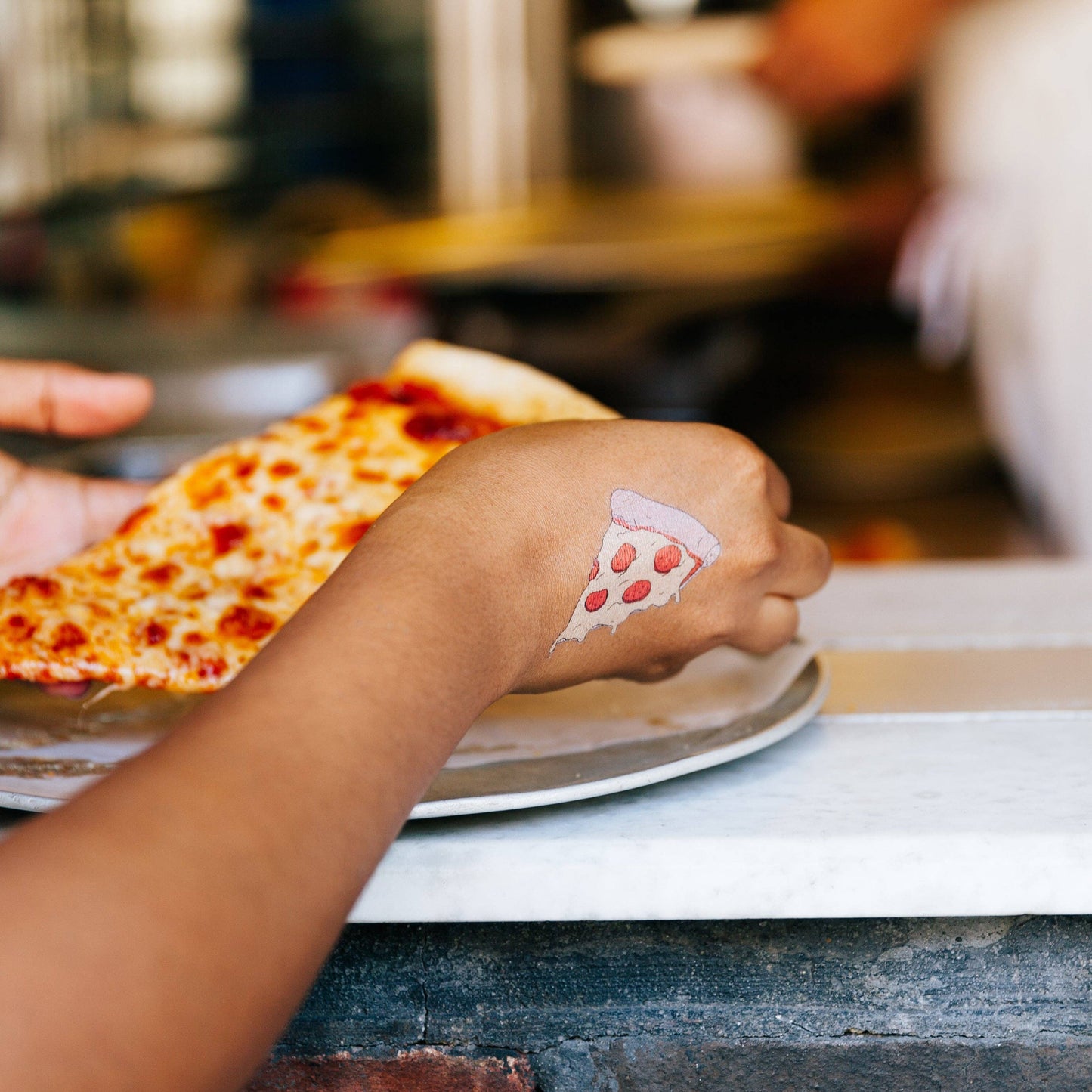 Pizza Slice Temporary Tattoo Pair