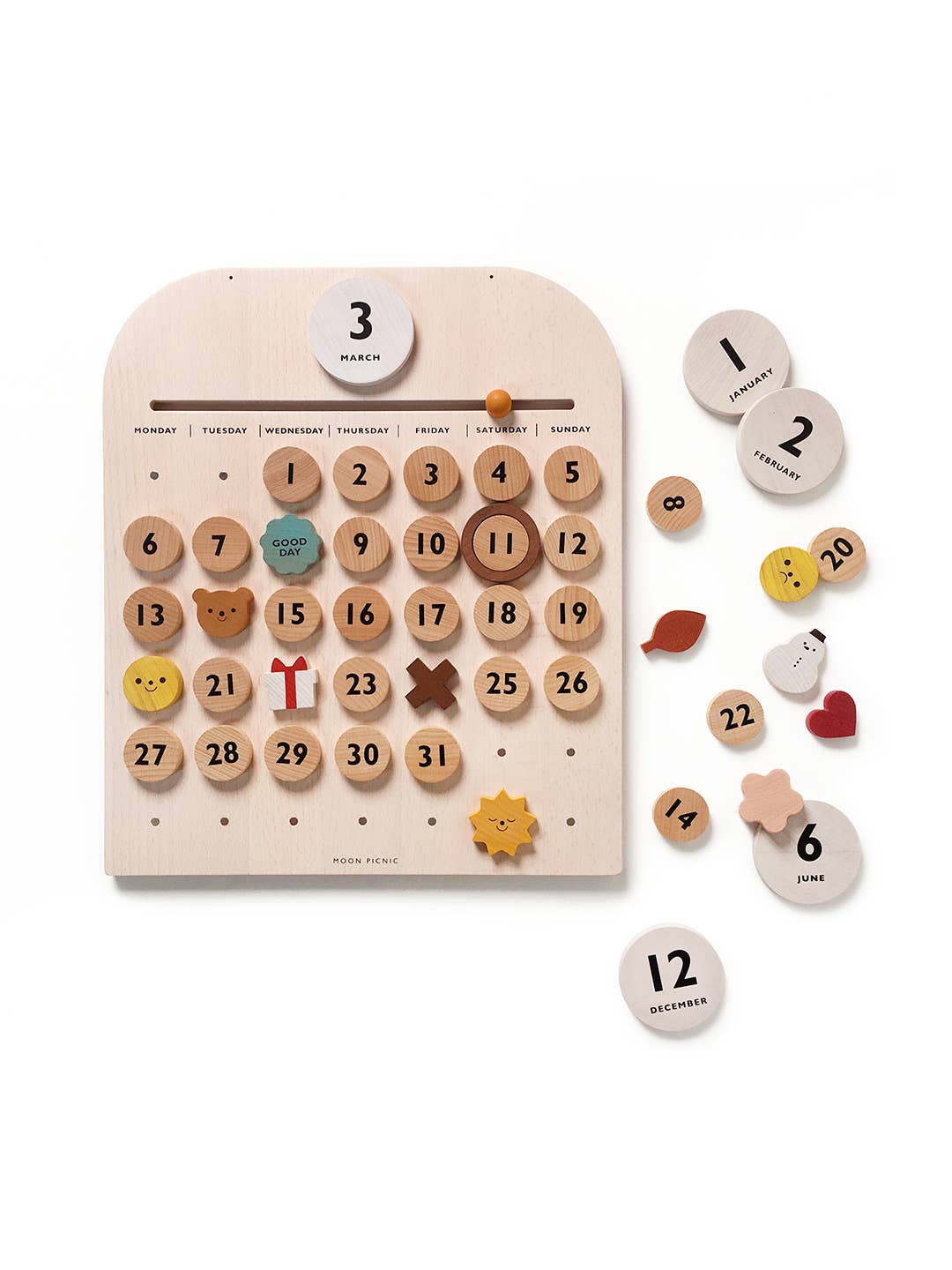 My Calendar, Wooden Perpetual Calendar - Moon Picnic
