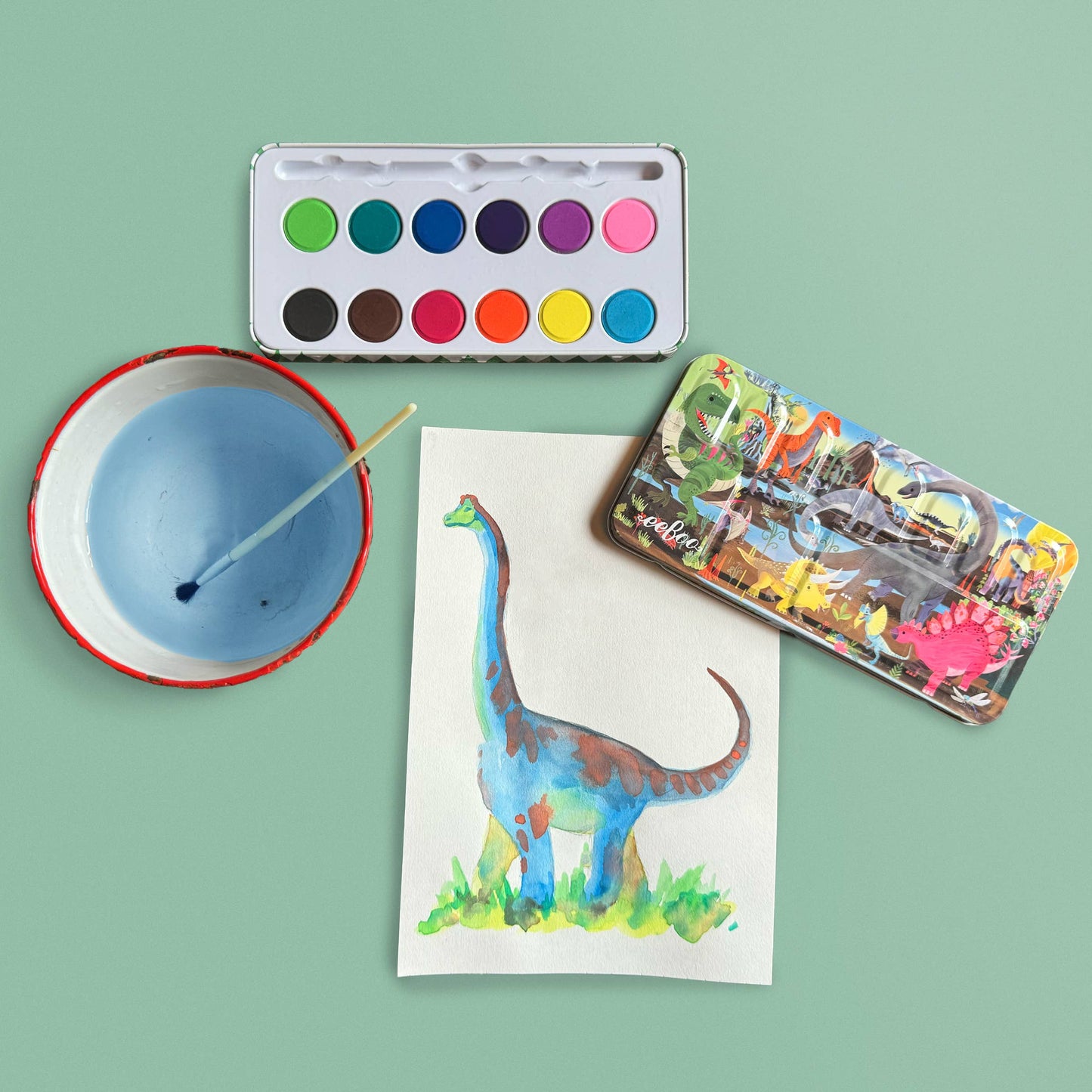 Dinosaur - Watercolor Tin Paint Set by eeBoo
