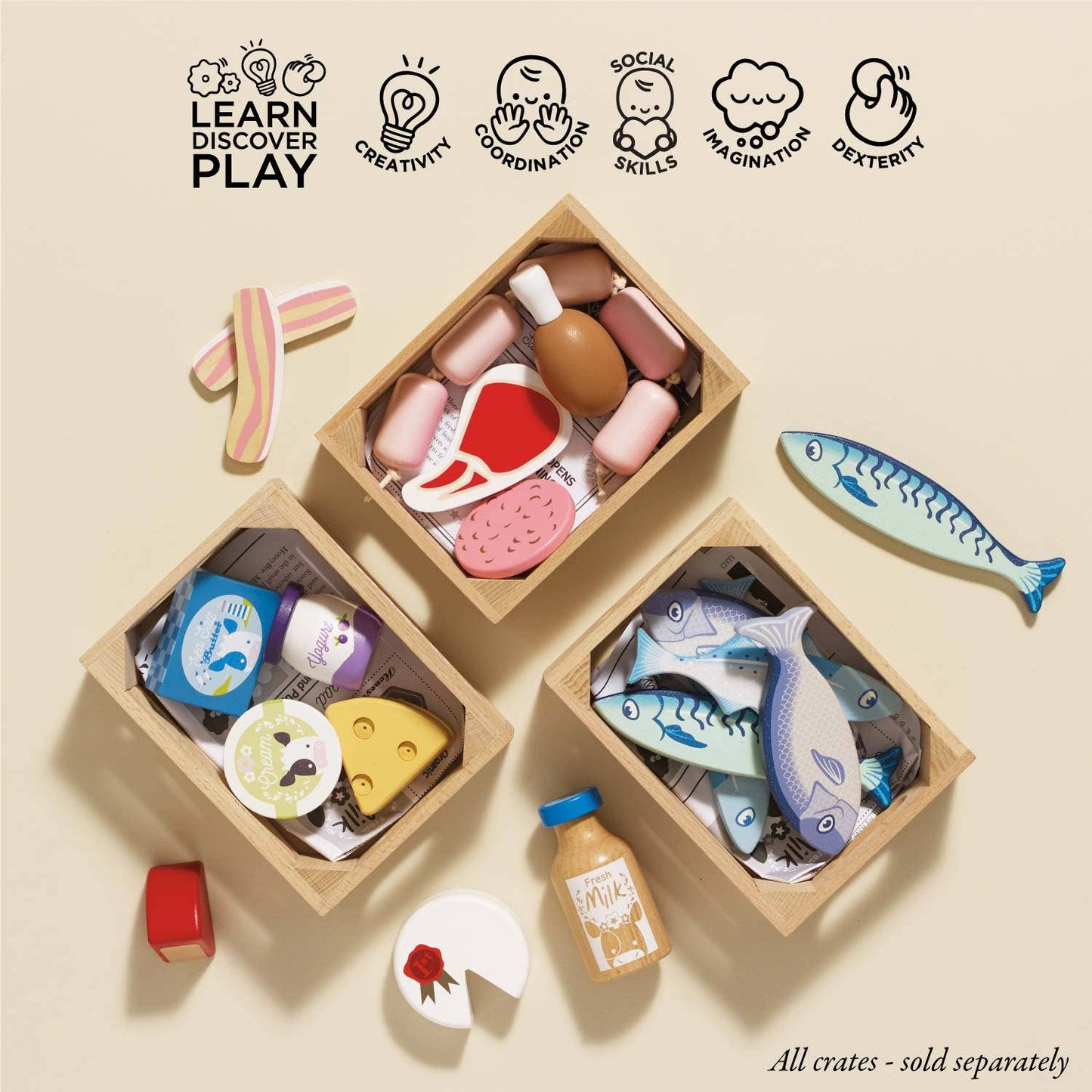 Market Fish Wooden Play Market Crate