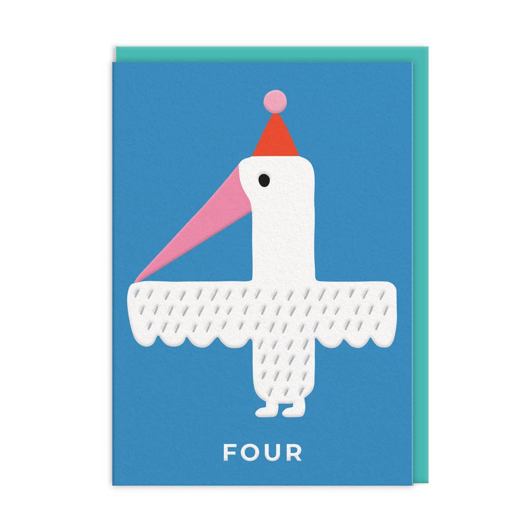 Number 4 Tropical Bird Birthday Card