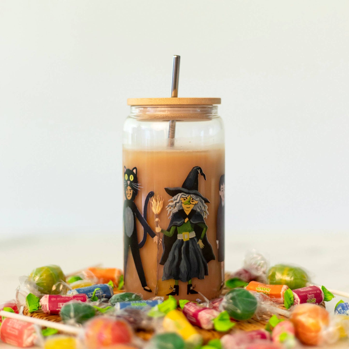 Trick-Or-Treaters Glass Can
