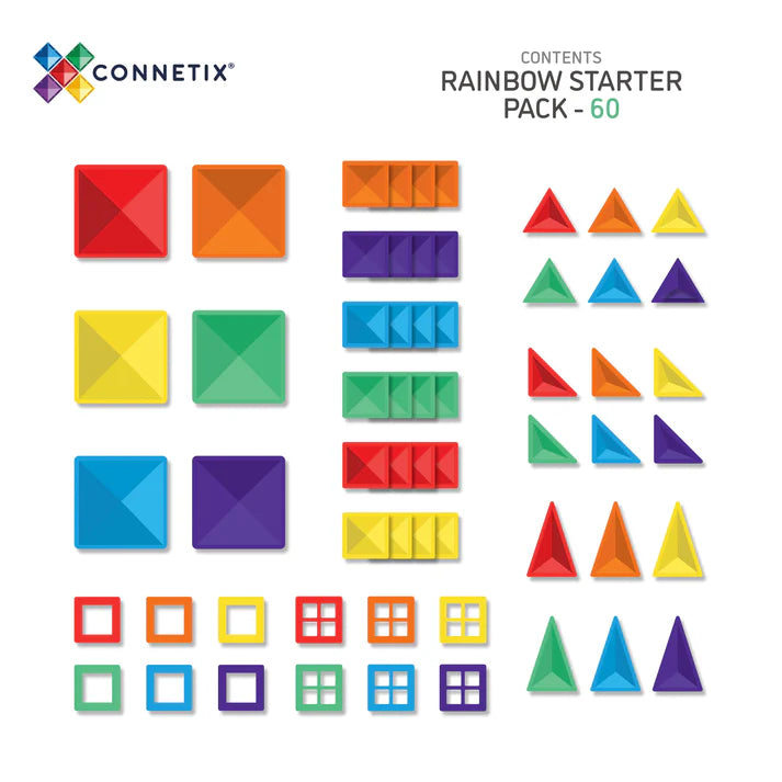 Rainbow Starter Pack, 60 Pieces - Connetix