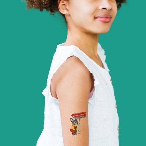 Toadstool Bunny Temporary Tattoo Pair