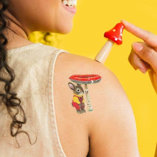 Toadstool Bunny Temporary Tattoo Pair