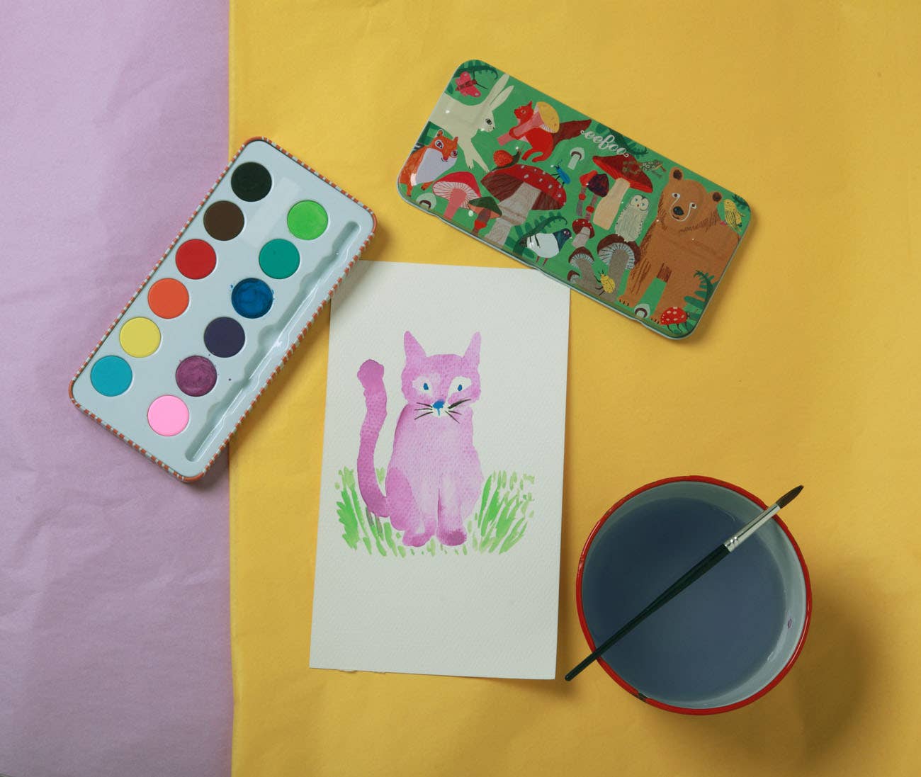 Mushrooms - Watercolor Paint Tin by eeBoo