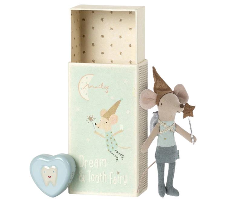 Tooth Fairy Mouse in Matchbox, Blue, by Maileg