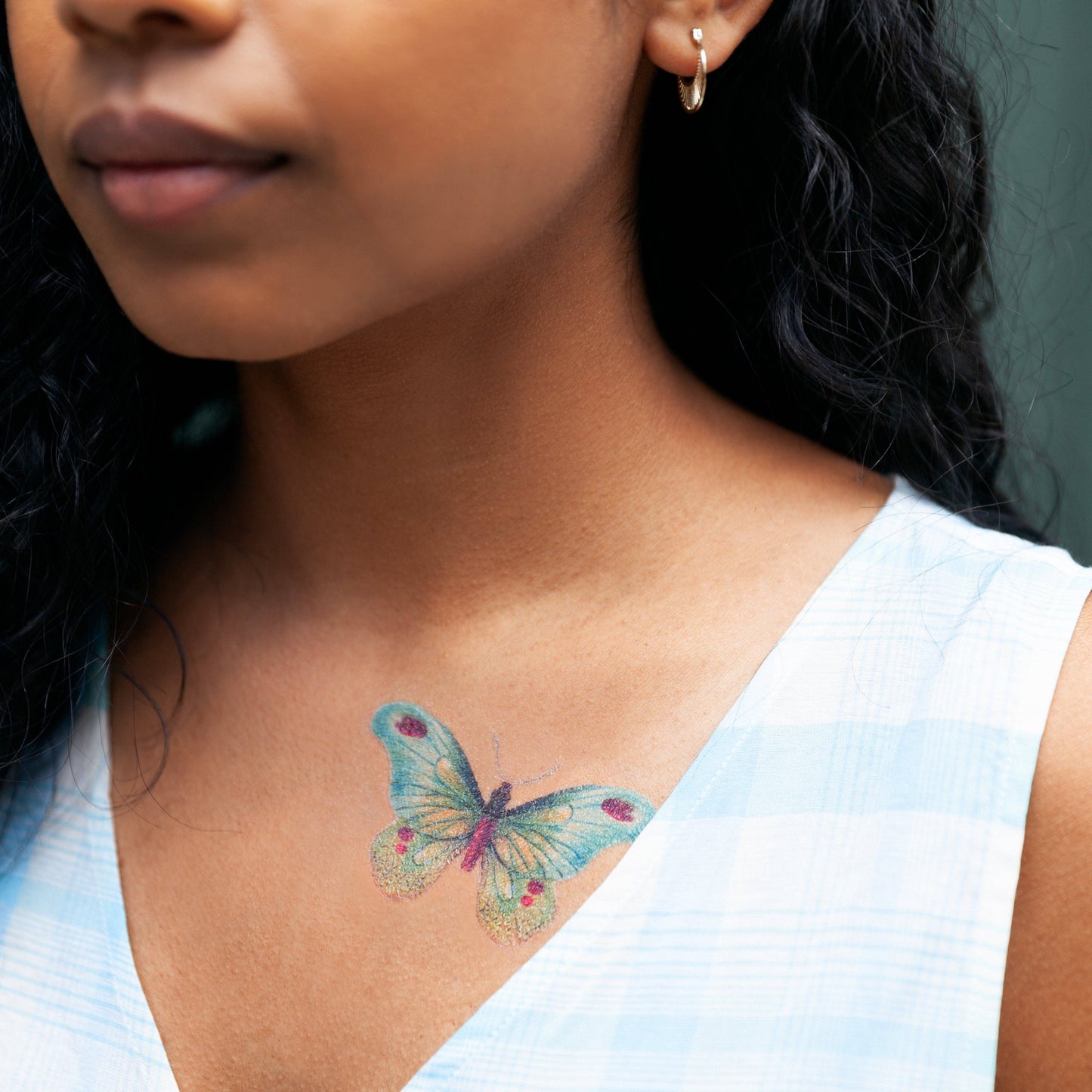 Green Butterfly Temporary Tattoo Pair