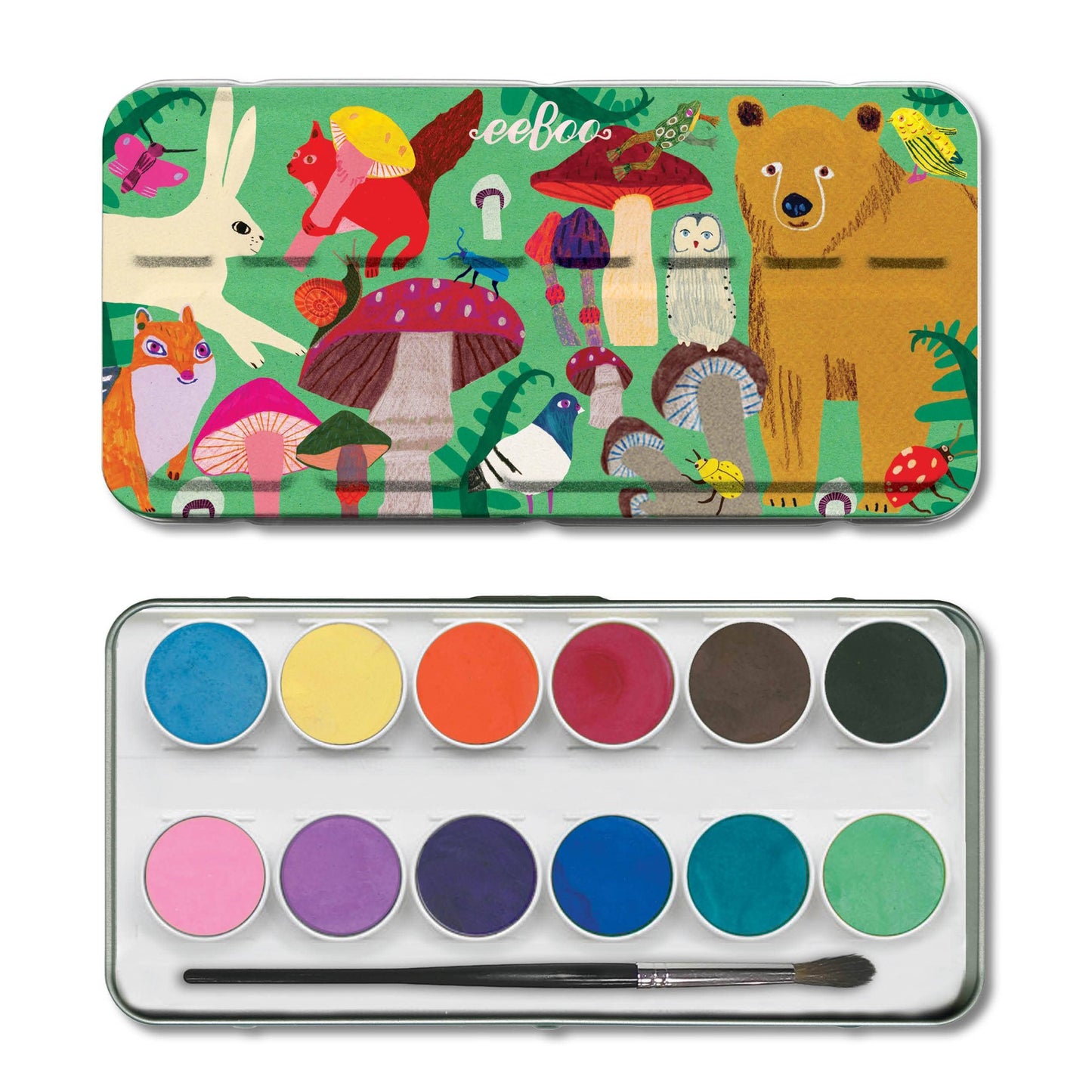 Mushrooms - Watercolor Paint Tin by eeBoo