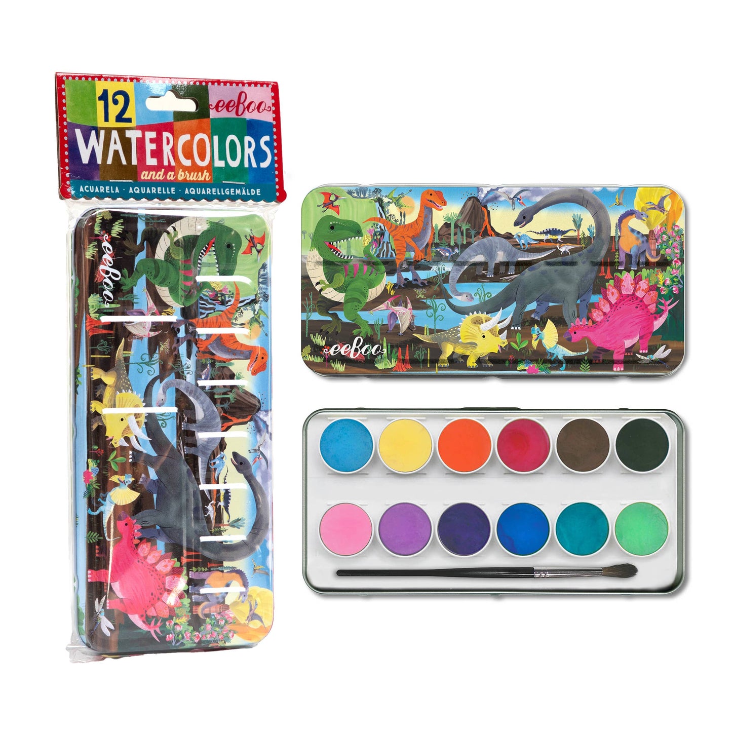 Dinosaur - Watercolor Tin Paint Set by eeBoo