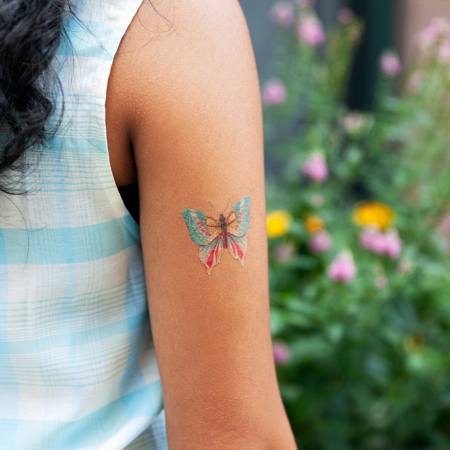 Blue Butterfly Temporary Tattoo Pair