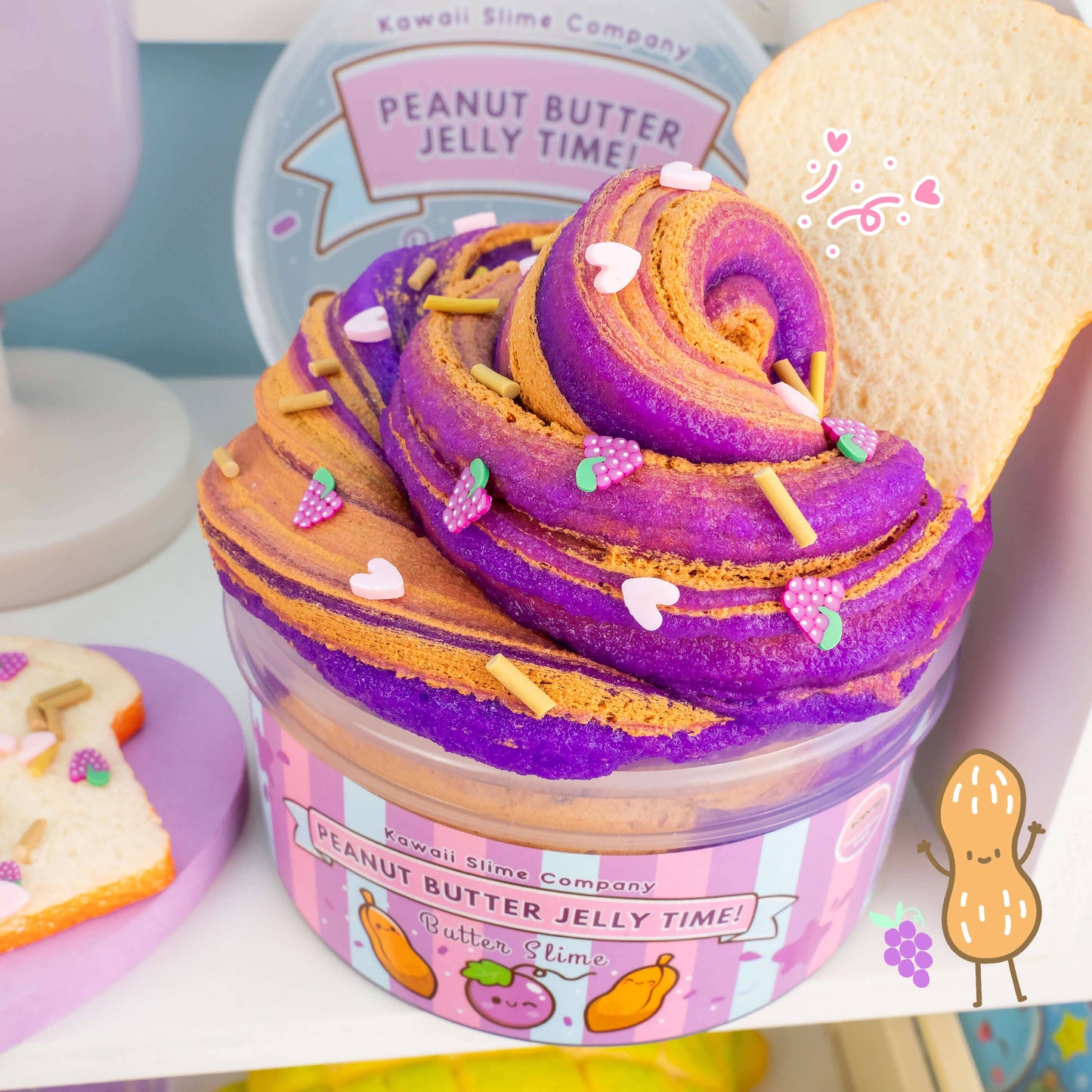 Peanut Butter Jelly Time Grape 2 Slimes In 1 by Kawaii Slime Company