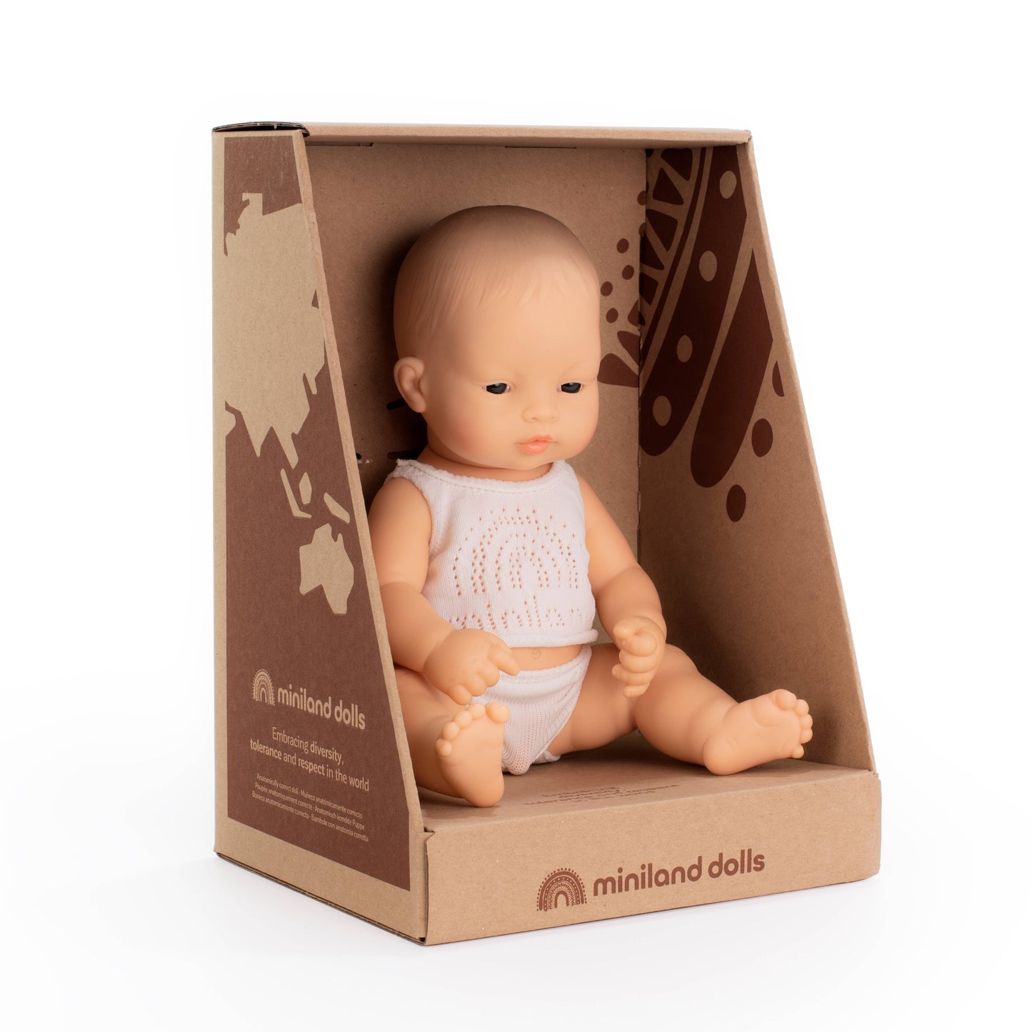 Miniland Baby Doll Light Skin Tone Boy 12 5/8"