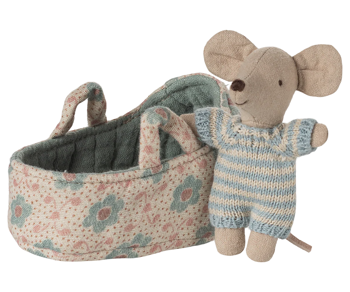Baby Boy Mouse in Carry Cot by Maileg