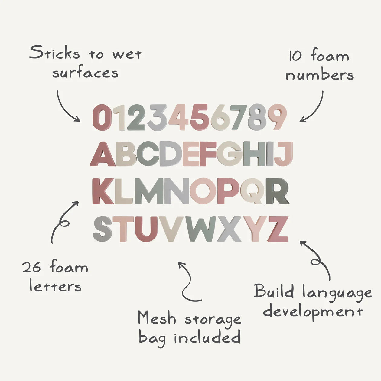 Letters & Numbers Bath Play Set by mushie