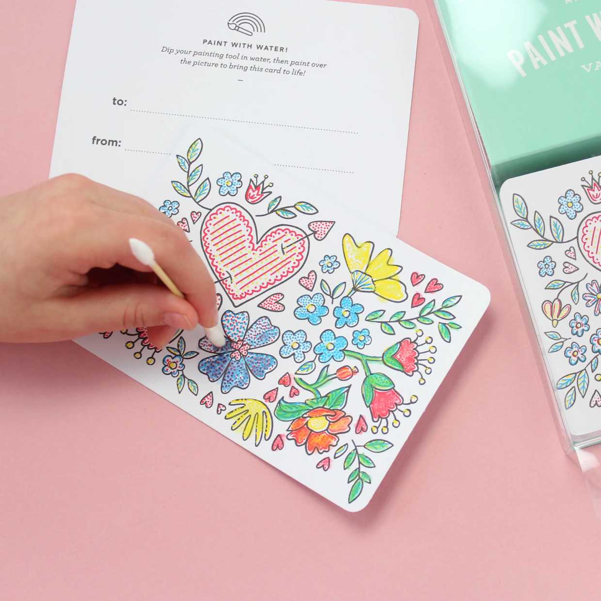 Paint with Water Valentine Cards - Floral