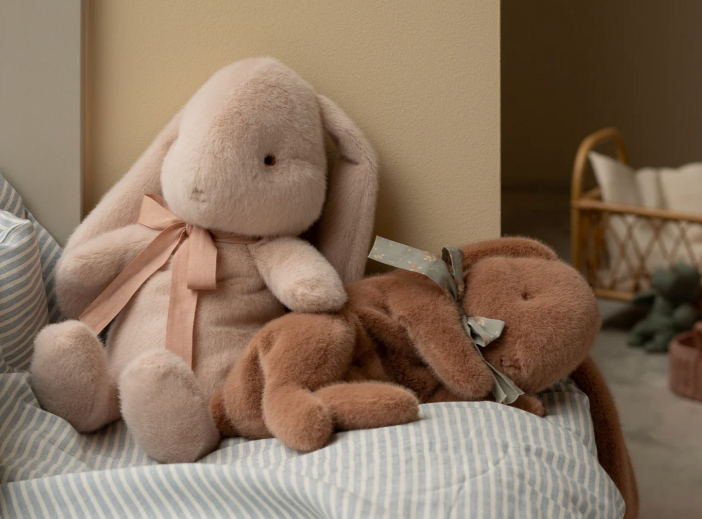 Sleeping Bunny Plush, Small, Soft Brown