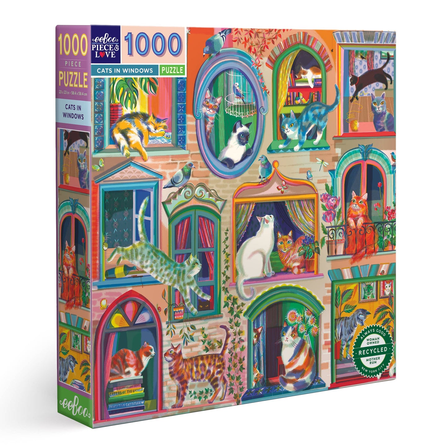 Cats in Windows 1000 Piece Square Puzzle by eeBoo