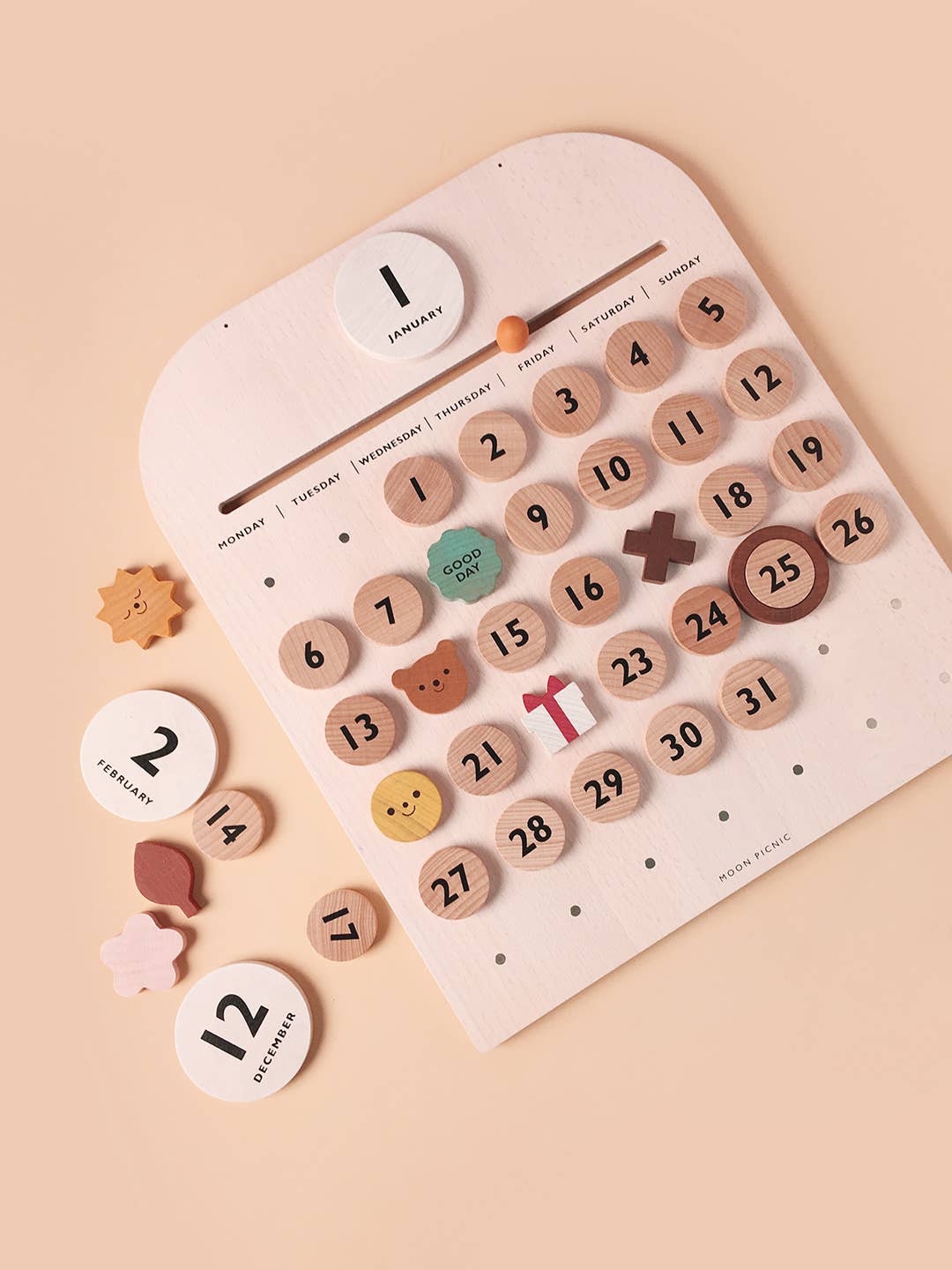 My Calendar, Wooden Perpetual Calendar - Moon Picnic