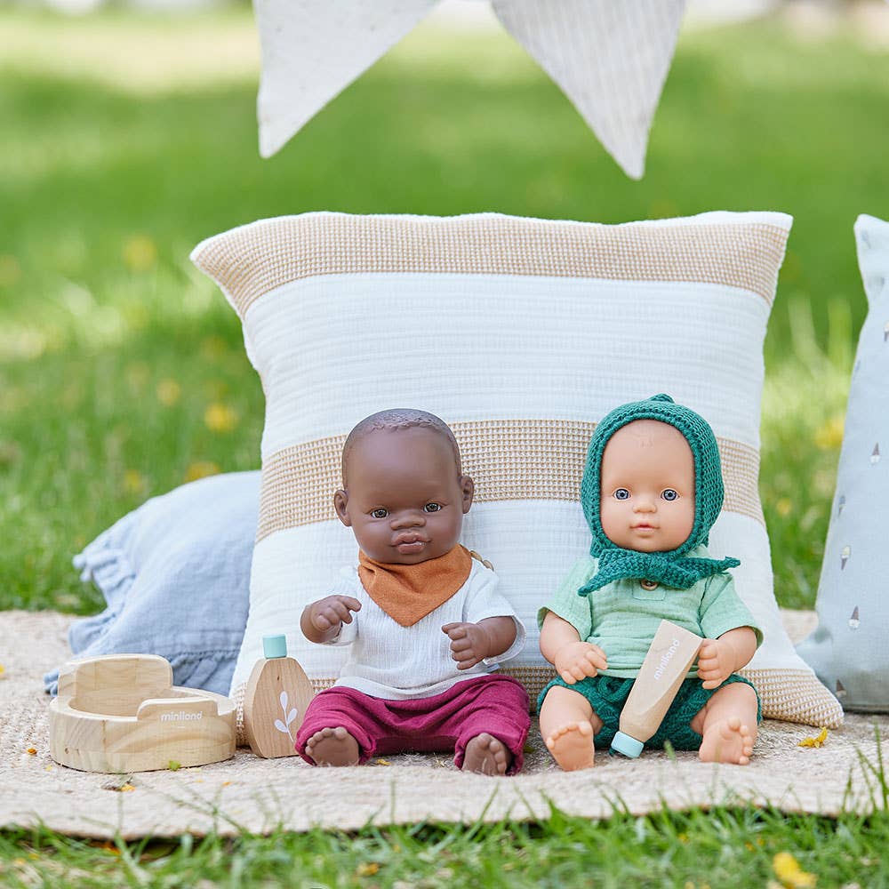 Miniland Baby Doll Dark Skin Tone Boy 12 5/8"