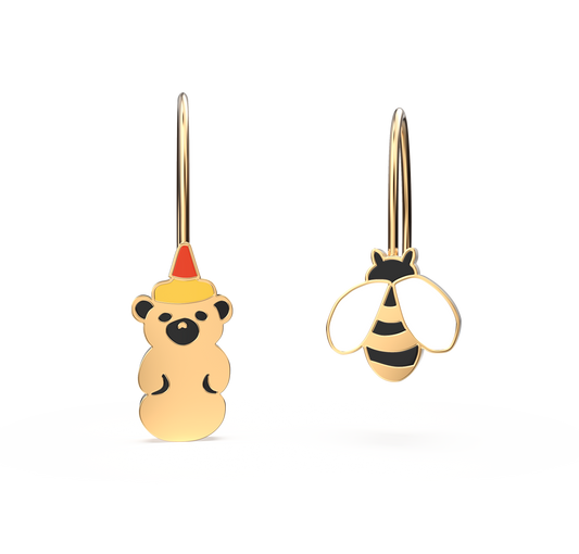 Honey Bear + Honey Bee Earrings - Yellow Owl Workshop