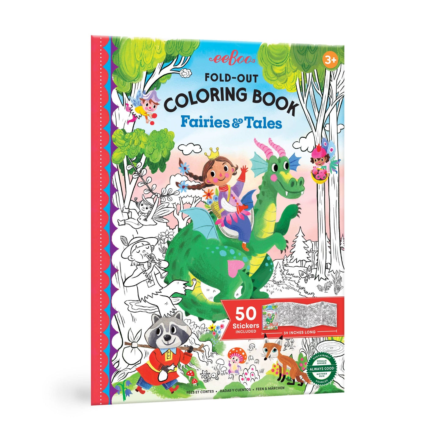 Fairies and Tales Fold-Out Coloring Book with Stickers by eeBoo