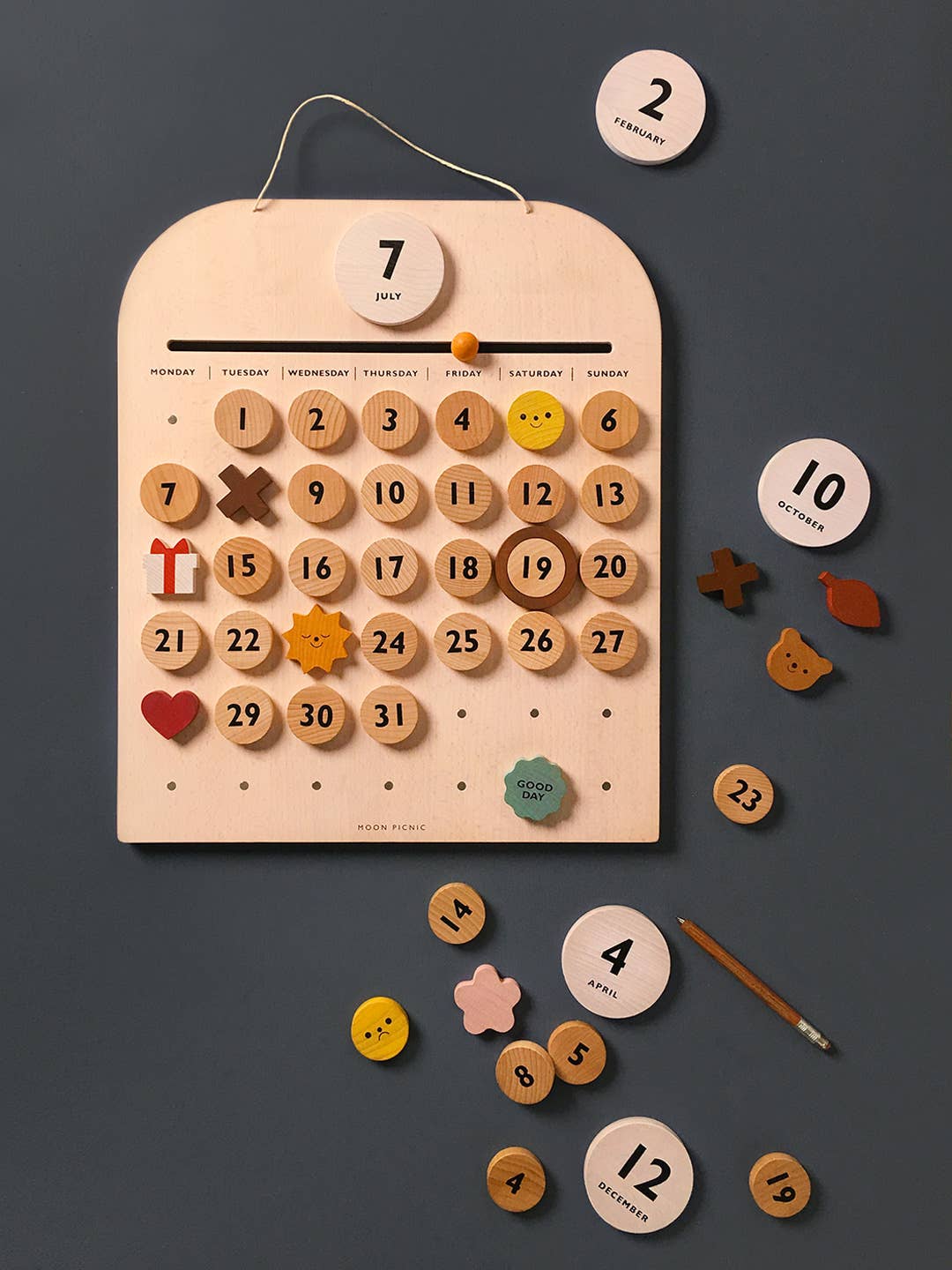 My Calendar, Wooden Perpetual Calendar - Moon Picnic