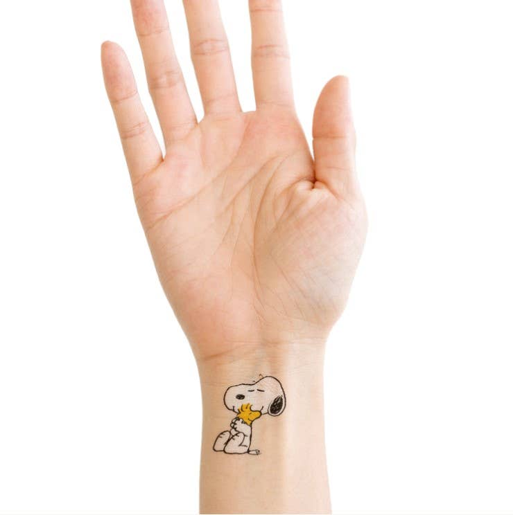 Snoopy Hugs Woodstock Tattoo Pair