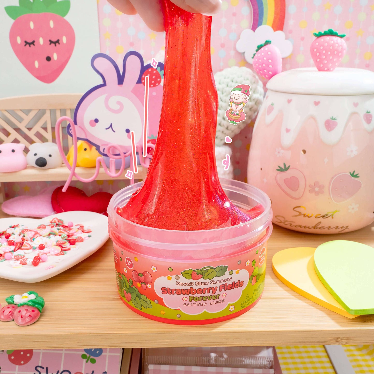 Strawberry Fields Forever Glitter Slime by Kawaii Slime Company