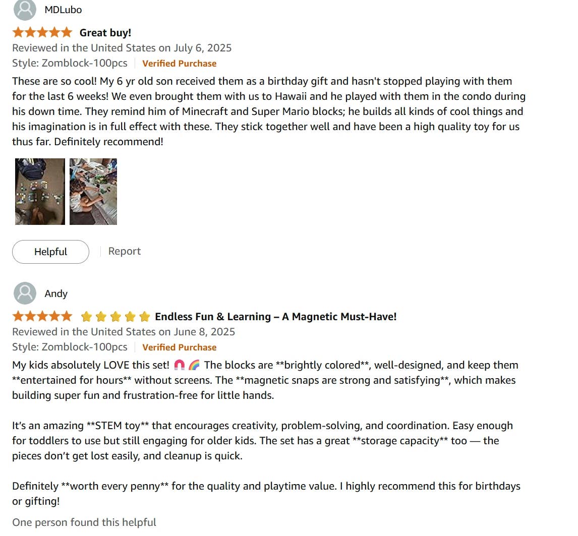 Hilltop Hamlet Magnetic Blocks - 100 Piece Set