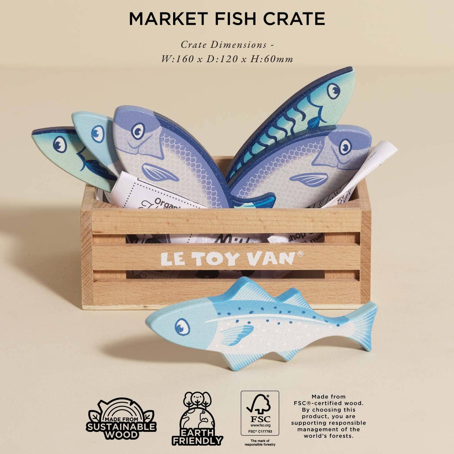 Market Fish Wooden Play Market Crate