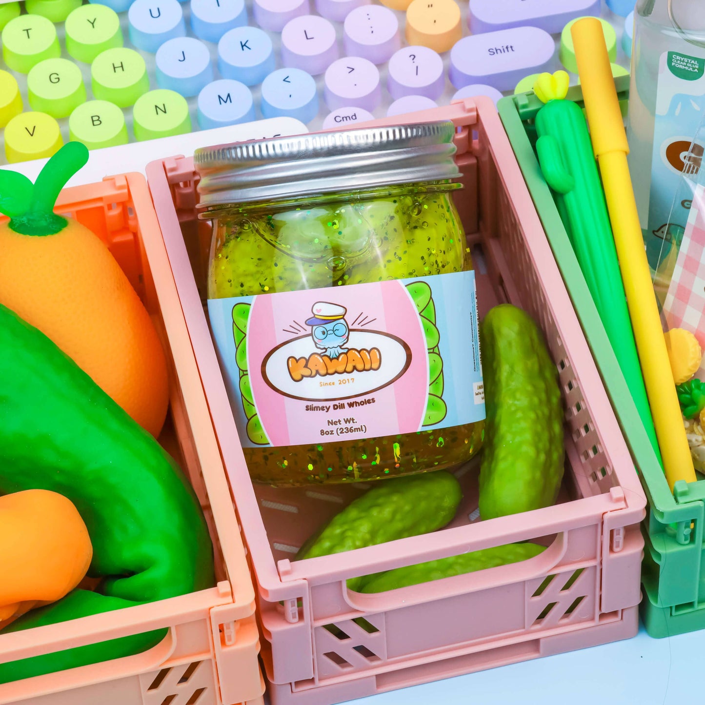Shimmery Pickle Clear Slime by Kawaii Slime Company