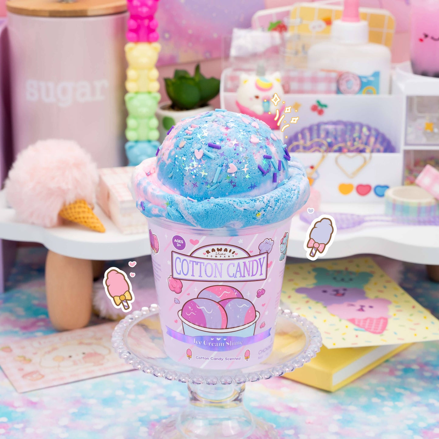 Cotton Candy Scented Ice Cream Pint Slime by Kawaii Slime Company