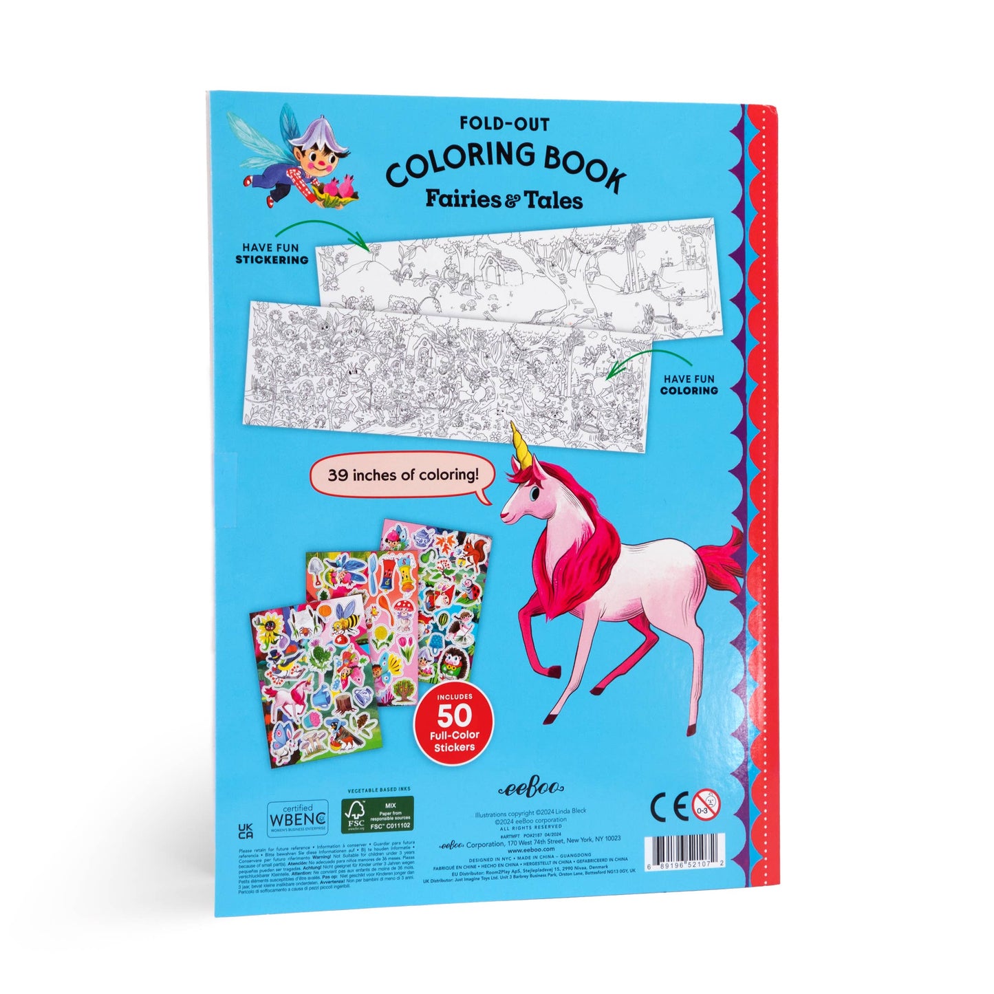 Fairies and Tales Fold-Out Coloring Book with Stickers by eeBoo
