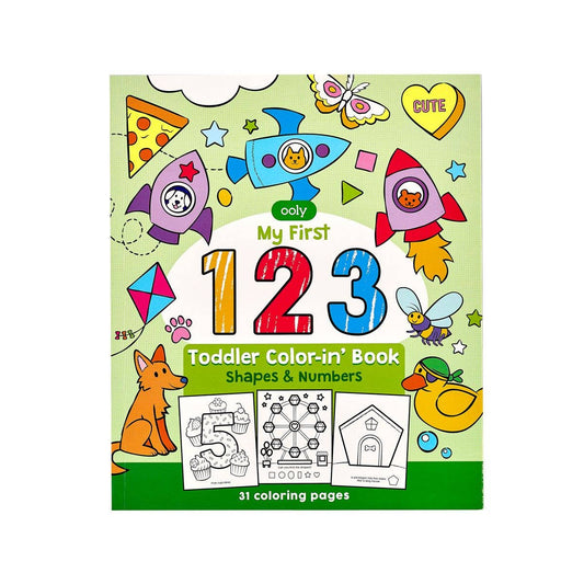 123: Shapes + Numbers Toddler Coloring Book by OOLY