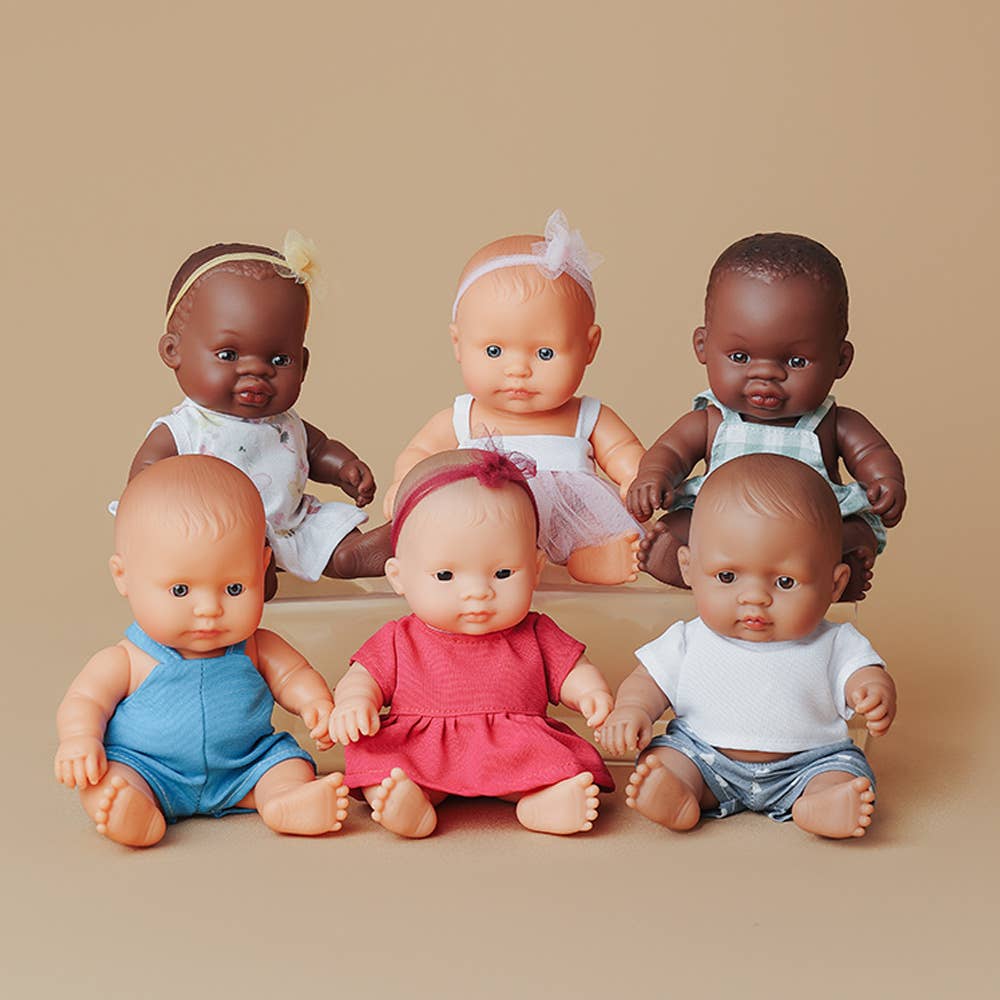 Miniland Baby Doll Dark Skinned Girl 8 1/4"