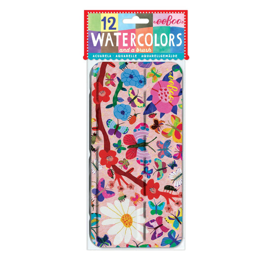 Butterflies 12 Watercolors Tin by eeBoo