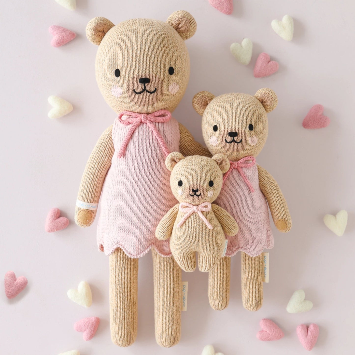 Baby Honey Bear (blush bow) - cuddle + kind