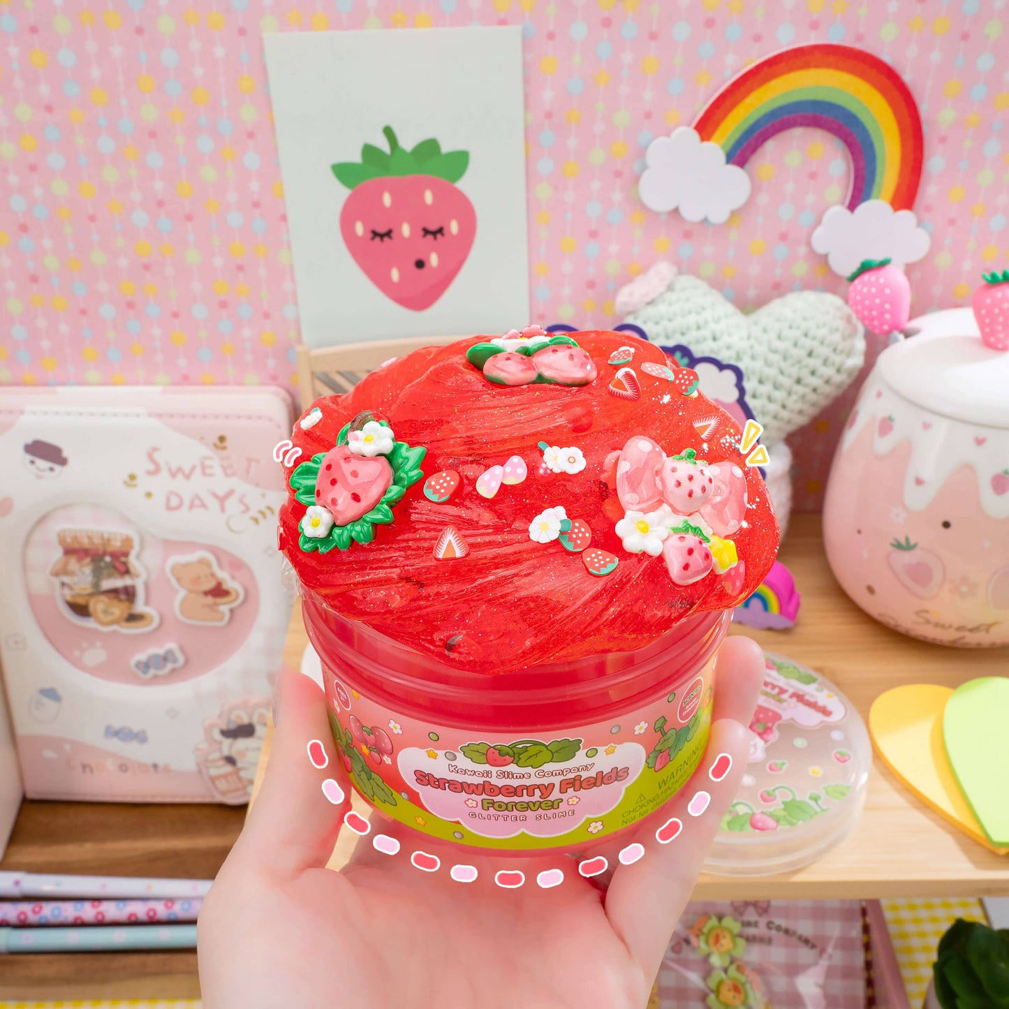 Strawberry Fields Forever Glitter Slime by Kawaii Slime Company