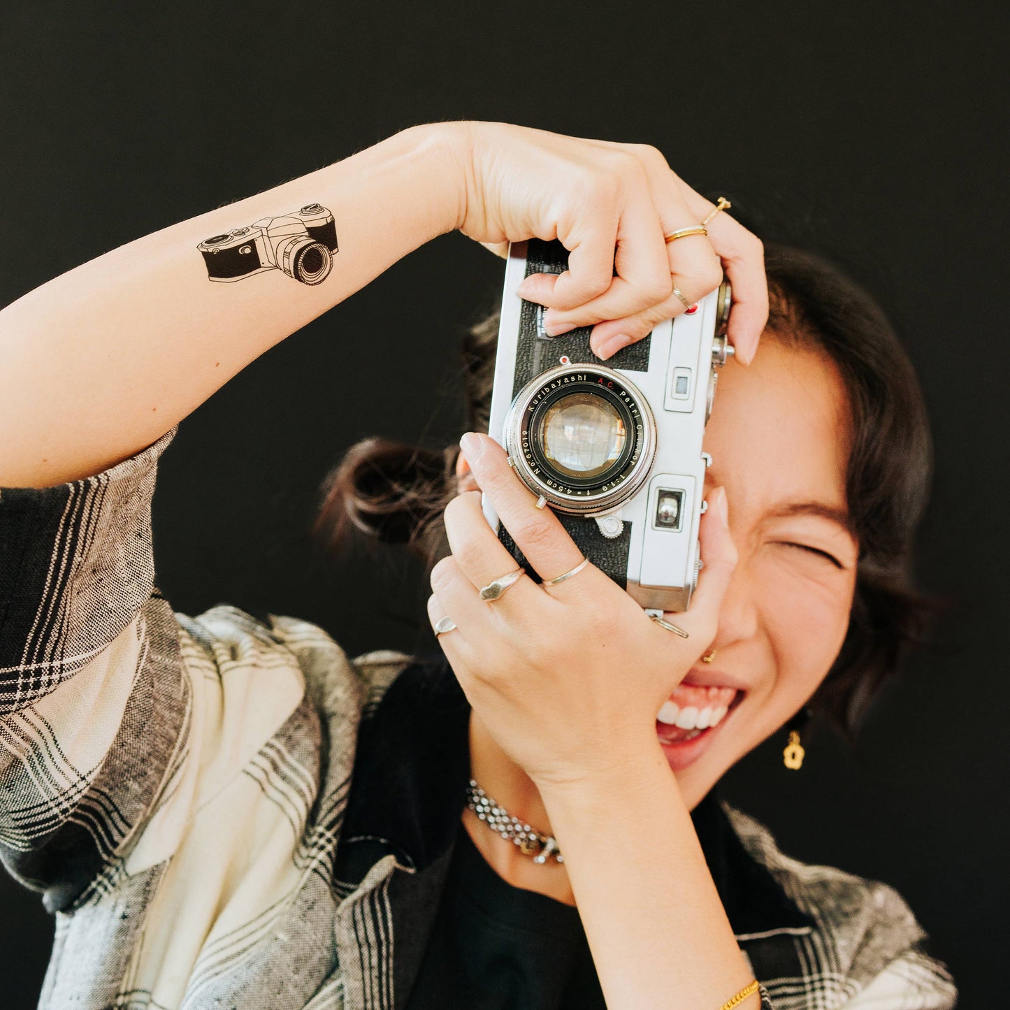 Classic Camera Temporary Tattoo Pair