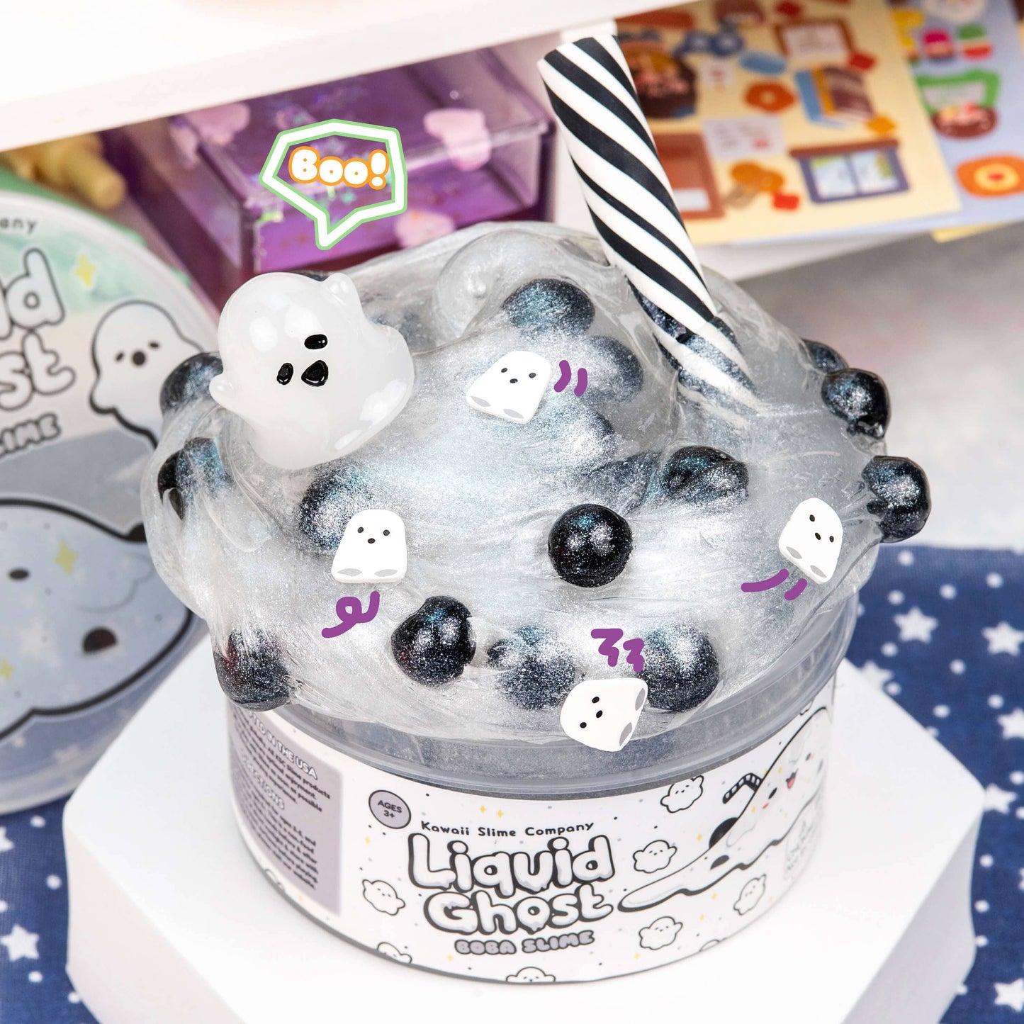 Liquid Ghost Boba Clear Slime by Kawaii Slime Company